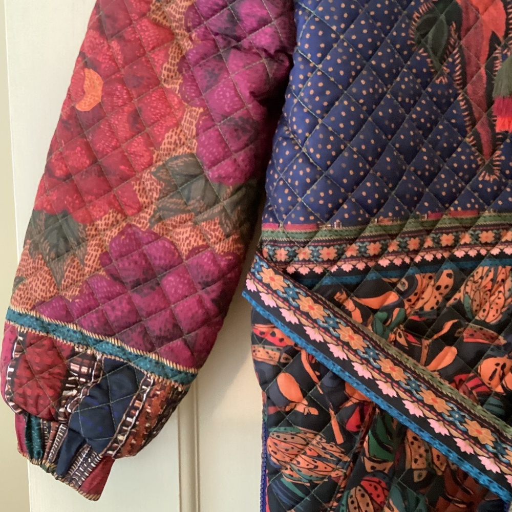 Farm Rio Mixed Patchwork Midi Reversible Puffer J… - image 6